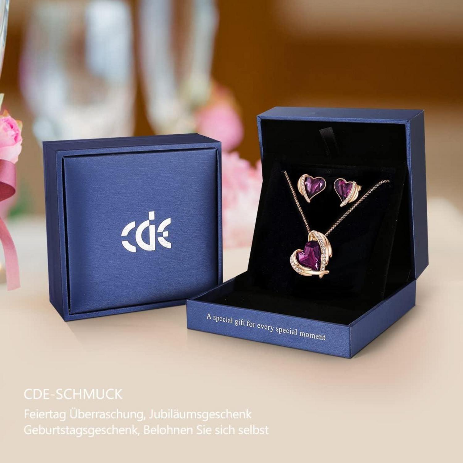 Damen Schmuckset Herz Halskette Ohrringe Set Rosegold Geschenkbox