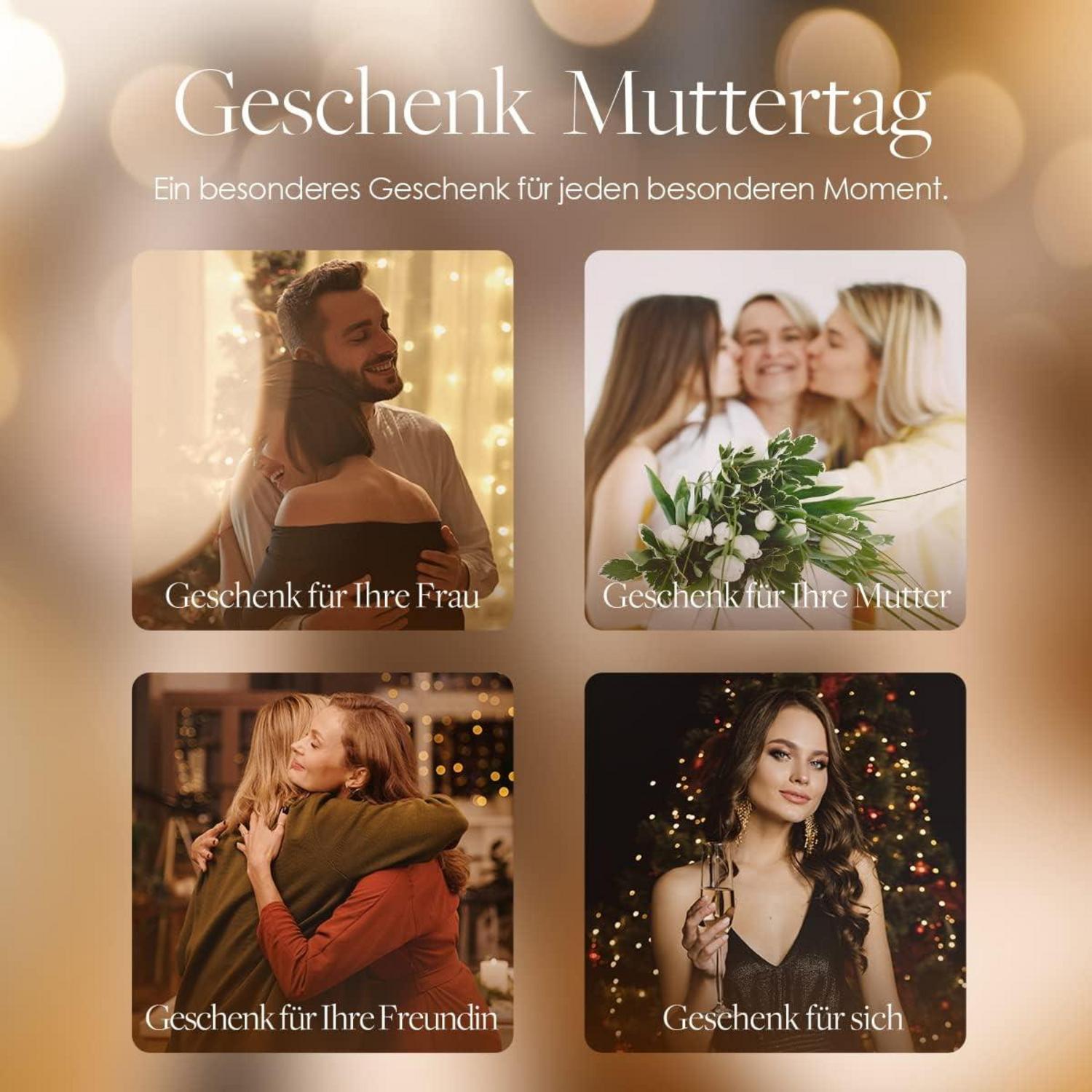 Damen Schmuckset Herz Halskette Ohrringe Set Rosegold Geschenkbox