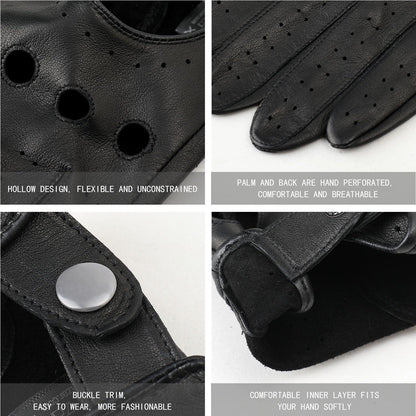 Herren Fahrhandschuhe aus Schaffell, Schwarz, Größe L