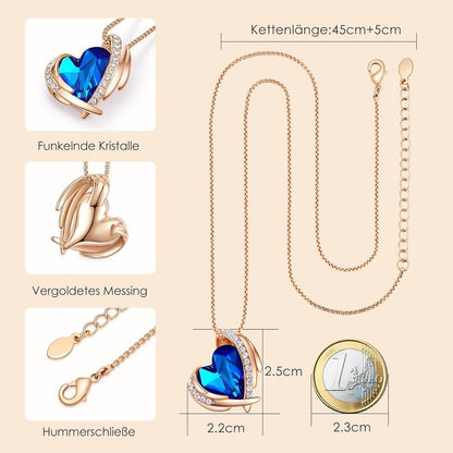 Herz Halskette Damen Rosegold Kristall Geschenkbox Wedding