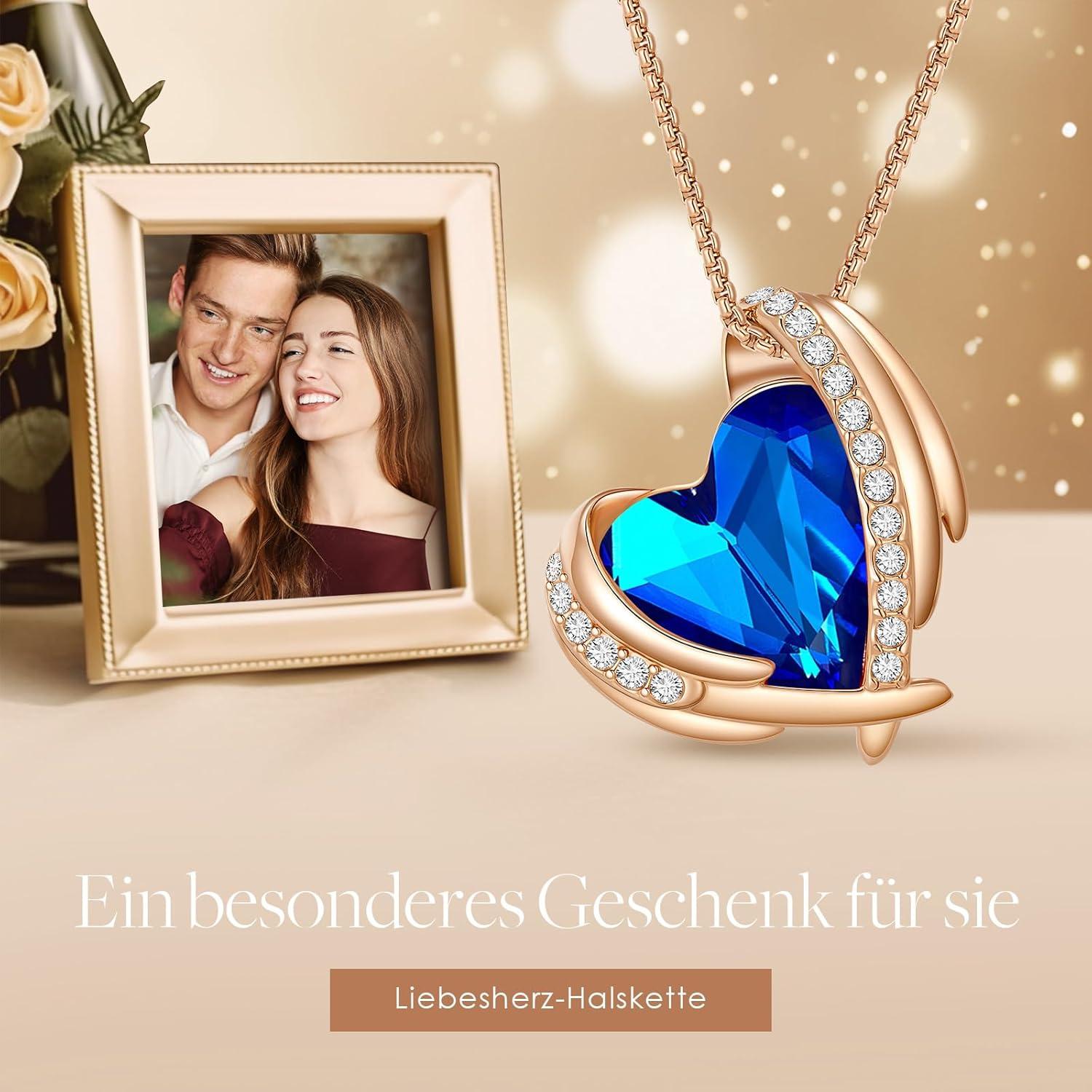 CDE Herz Halskette Damen Rosegold mit Geschenkbox Weihnachten Valentinstag
