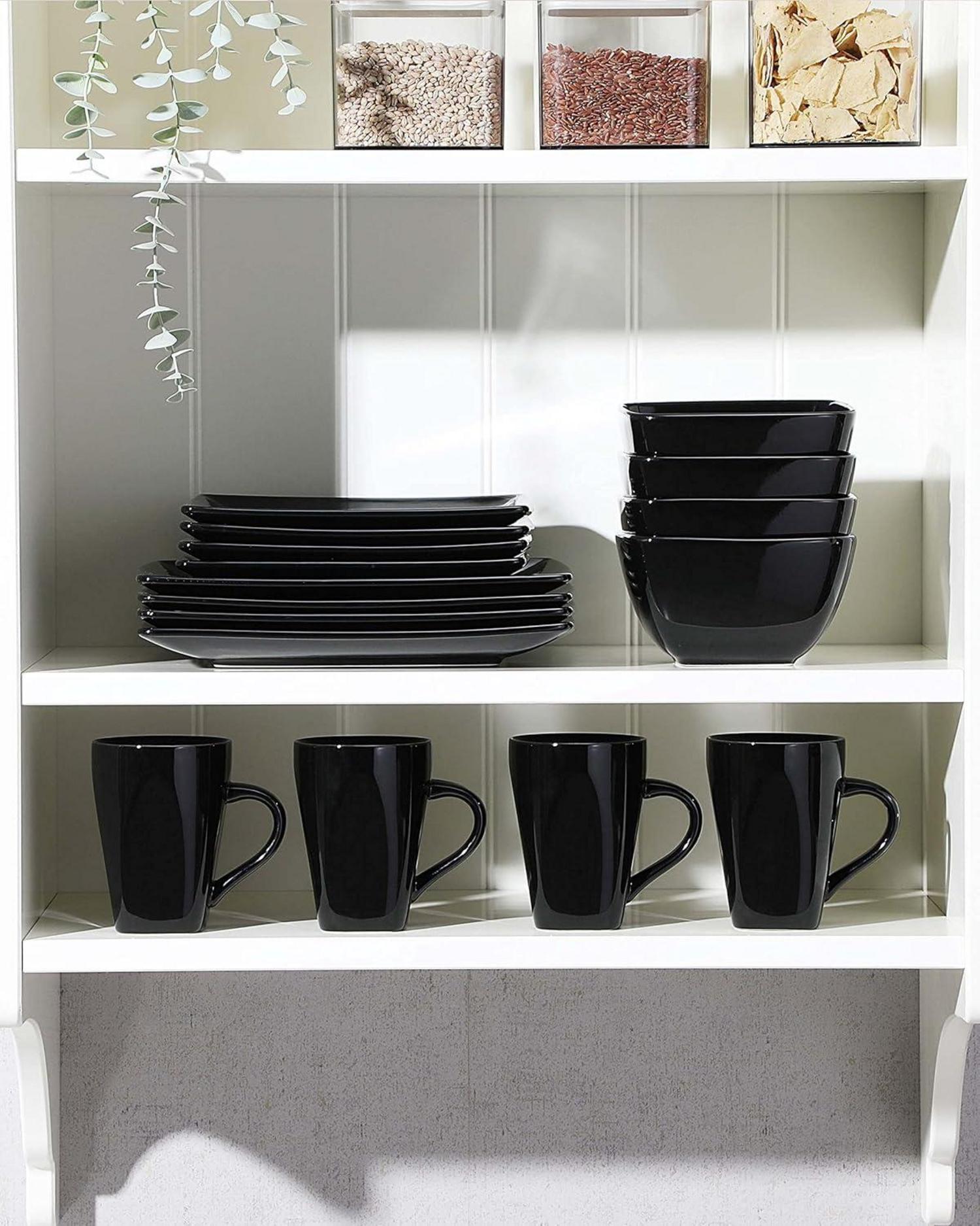 Steinzeug Tafelservice 48tlg. quadratisch für 12 Personen Black