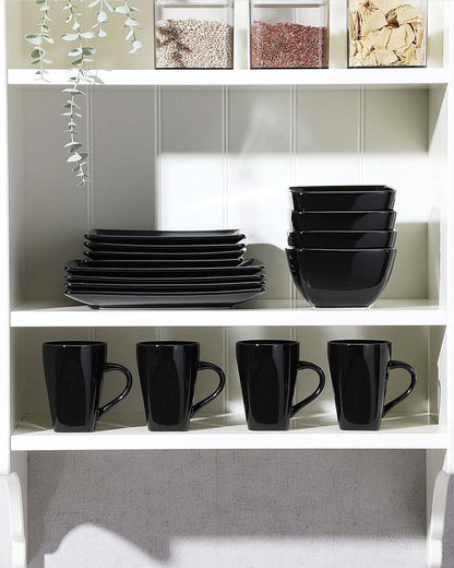 Steinzeug Tafelservice 48tlg. quadratisch für 12 Personen Black