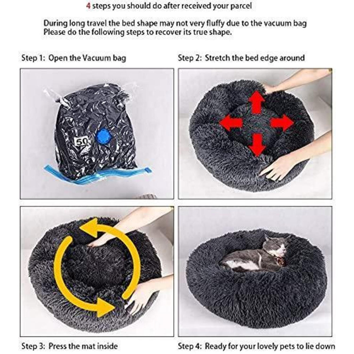 Flauschiges Hundebett Orthopädisch Grau 120cm