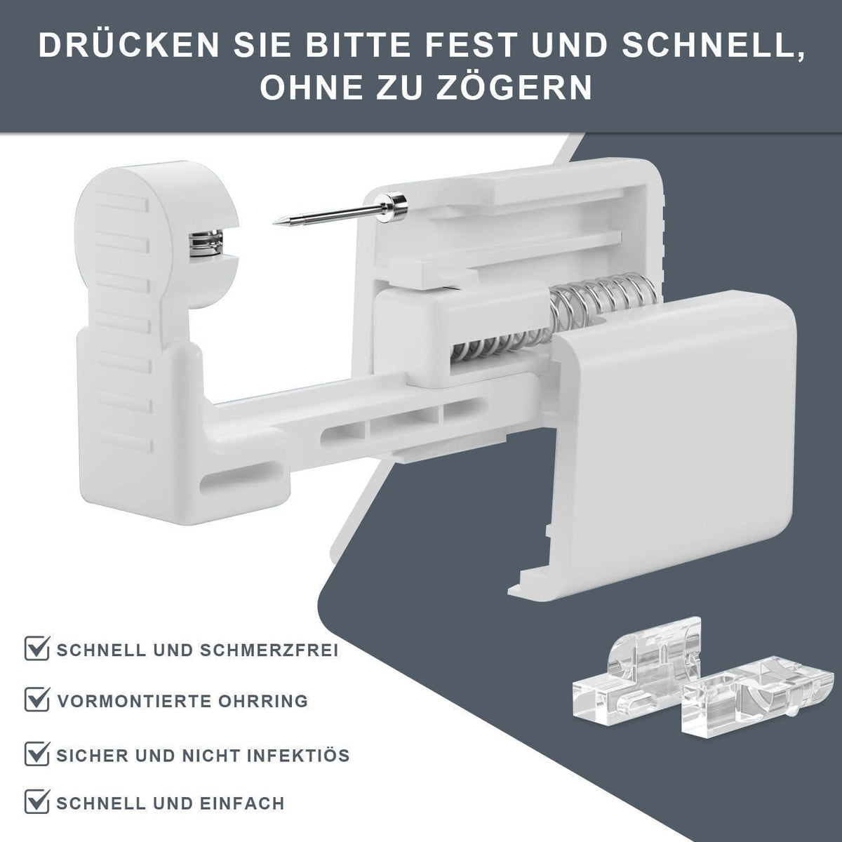Ohrlochstechpistolen Set 6 Stück, steril, schmerzfrei, mit Ohrsteckern