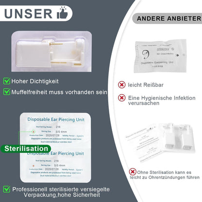 Ohrlochstechpistolen Set 6 Stück, steril, schmerzfrei, mit Ohrsteckern