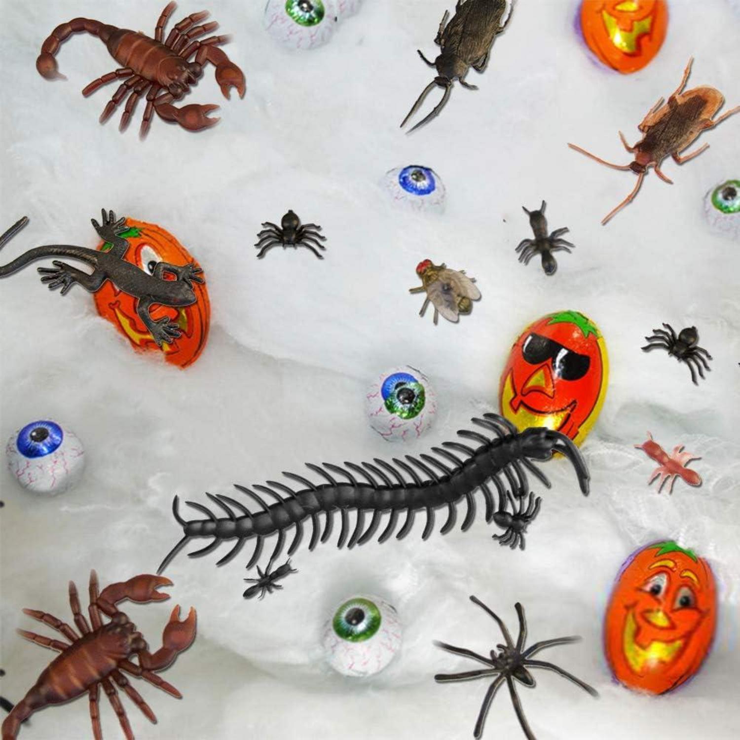 150 Stück Schwarzer Kunststoff Spinnen Käfer Halloween