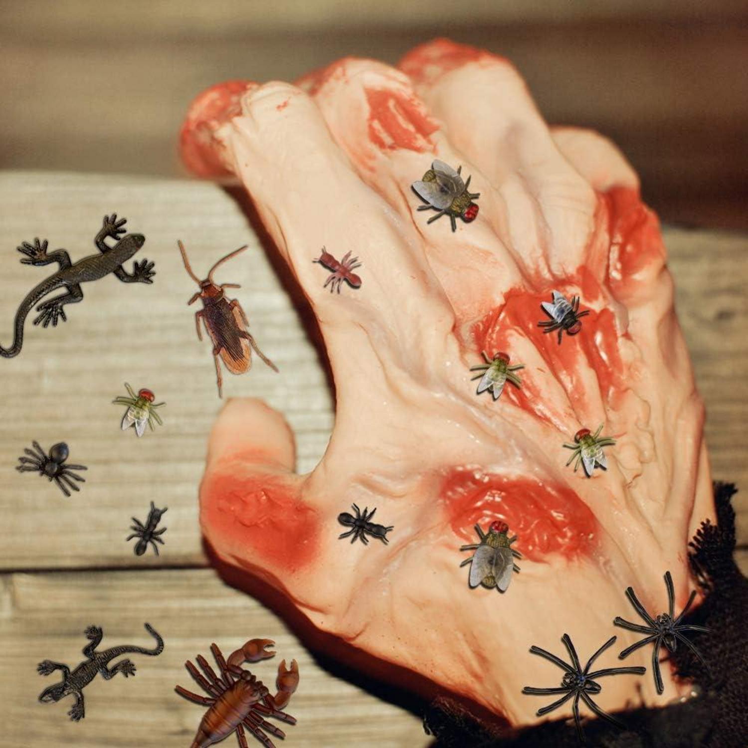 150 Stück Realistische Schwarze Kunststoff Spinnen Käfer Halloween Streich