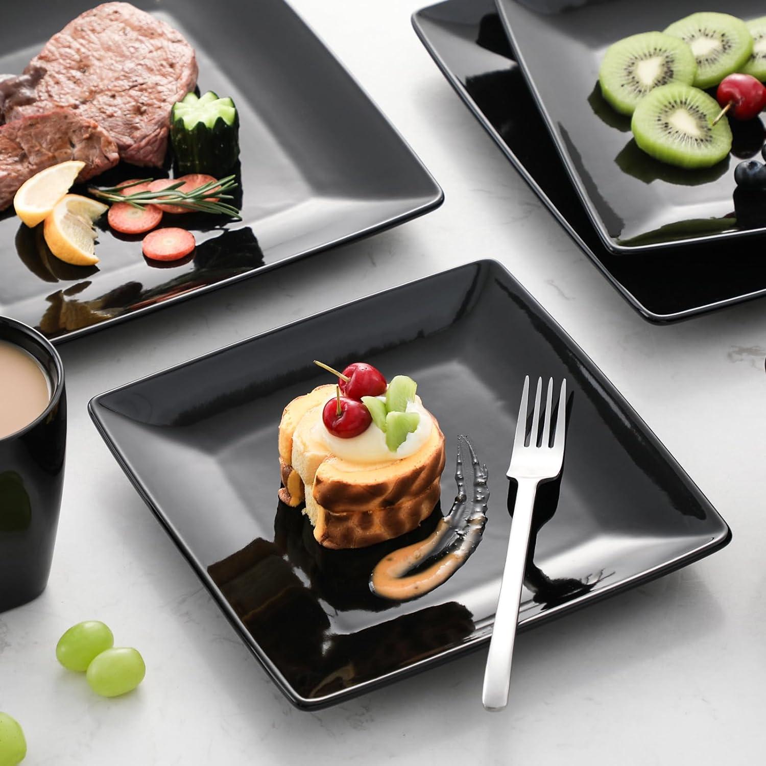 Vancasso Tafelservice 16-teilig Steinzeug quadratisch Schwarz