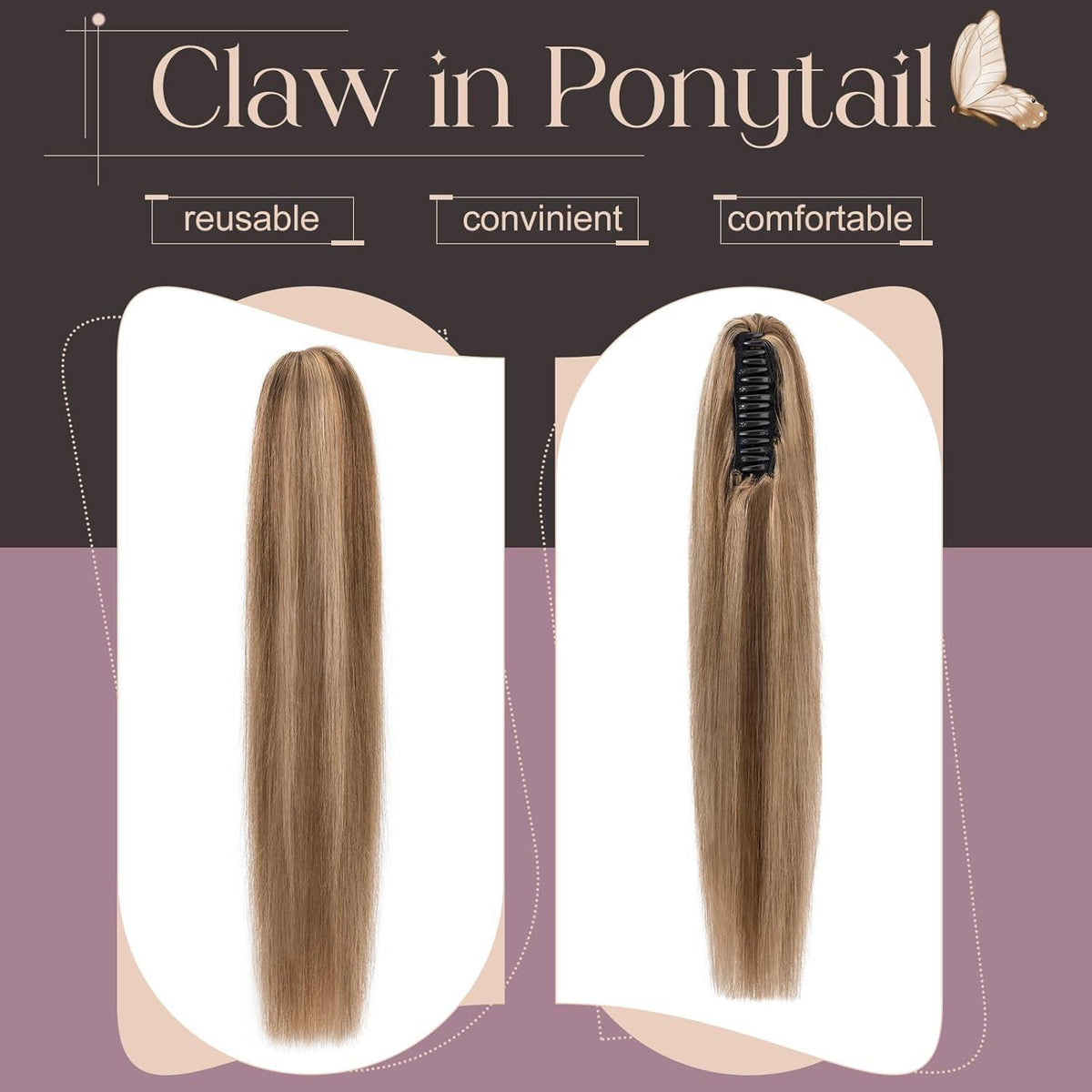 Remy Echthaar Zopfponytail #4/27 Mittelbraun Dunkelblond