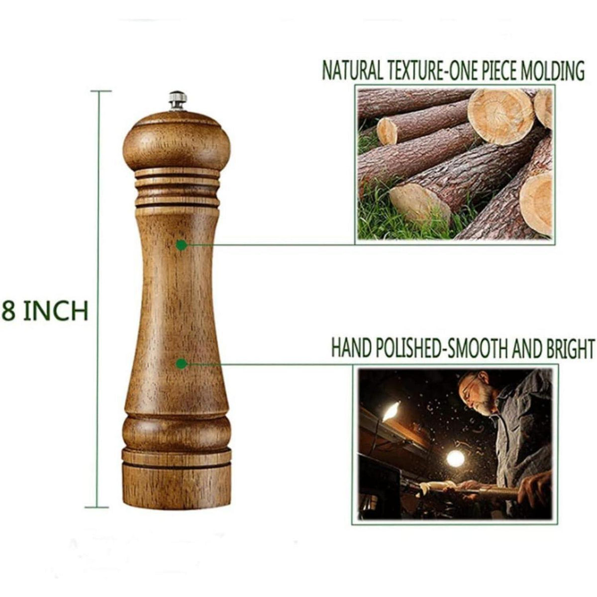 Holz Pfeffermühlen Set mit verstellbarem Keramikmahlwerk