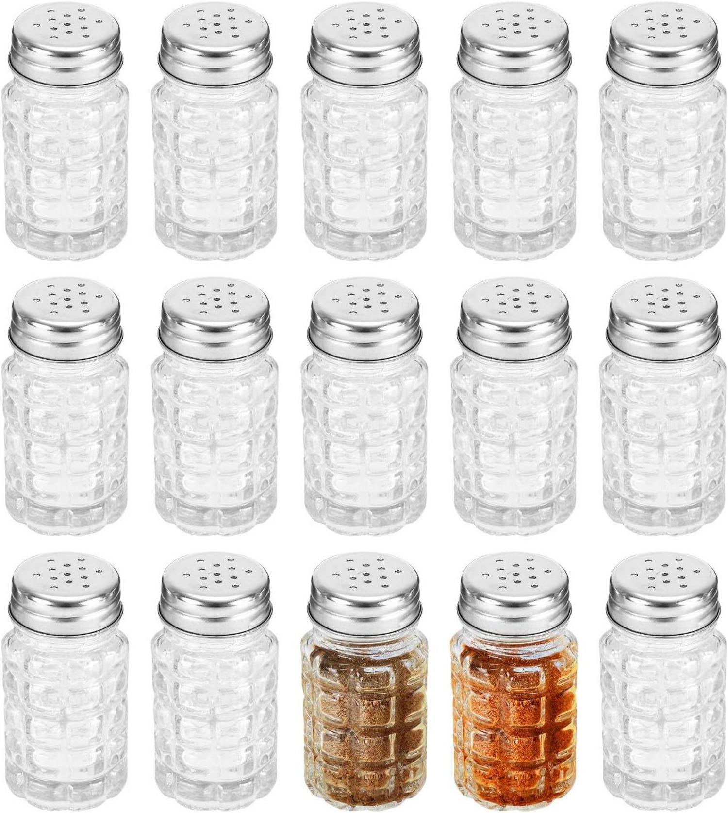 16er Set Salz- und Pfefferstreuer im Retro-Stil, klares Glas mit