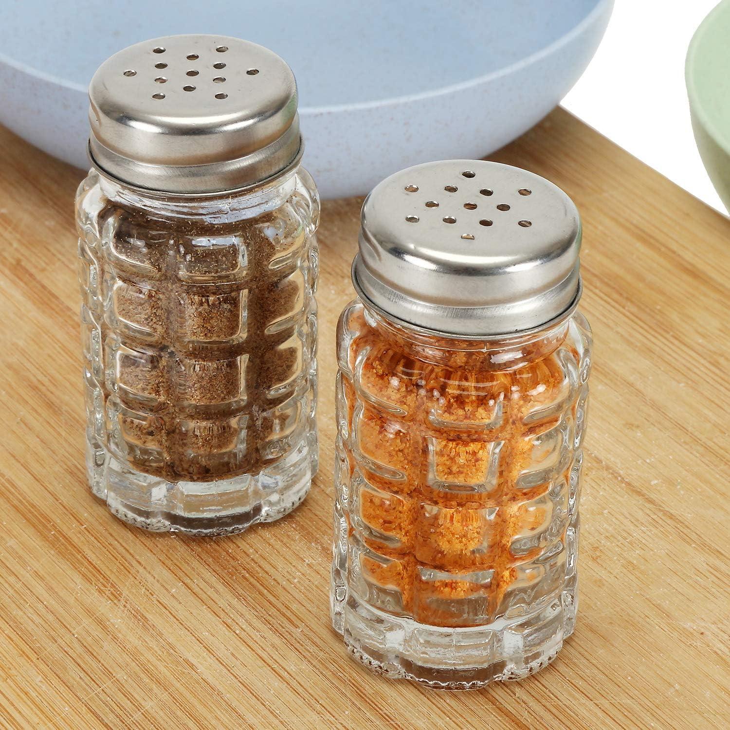 16er Set Salz- und Pfefferstreuer im Retro-Stil, klares Glas mit