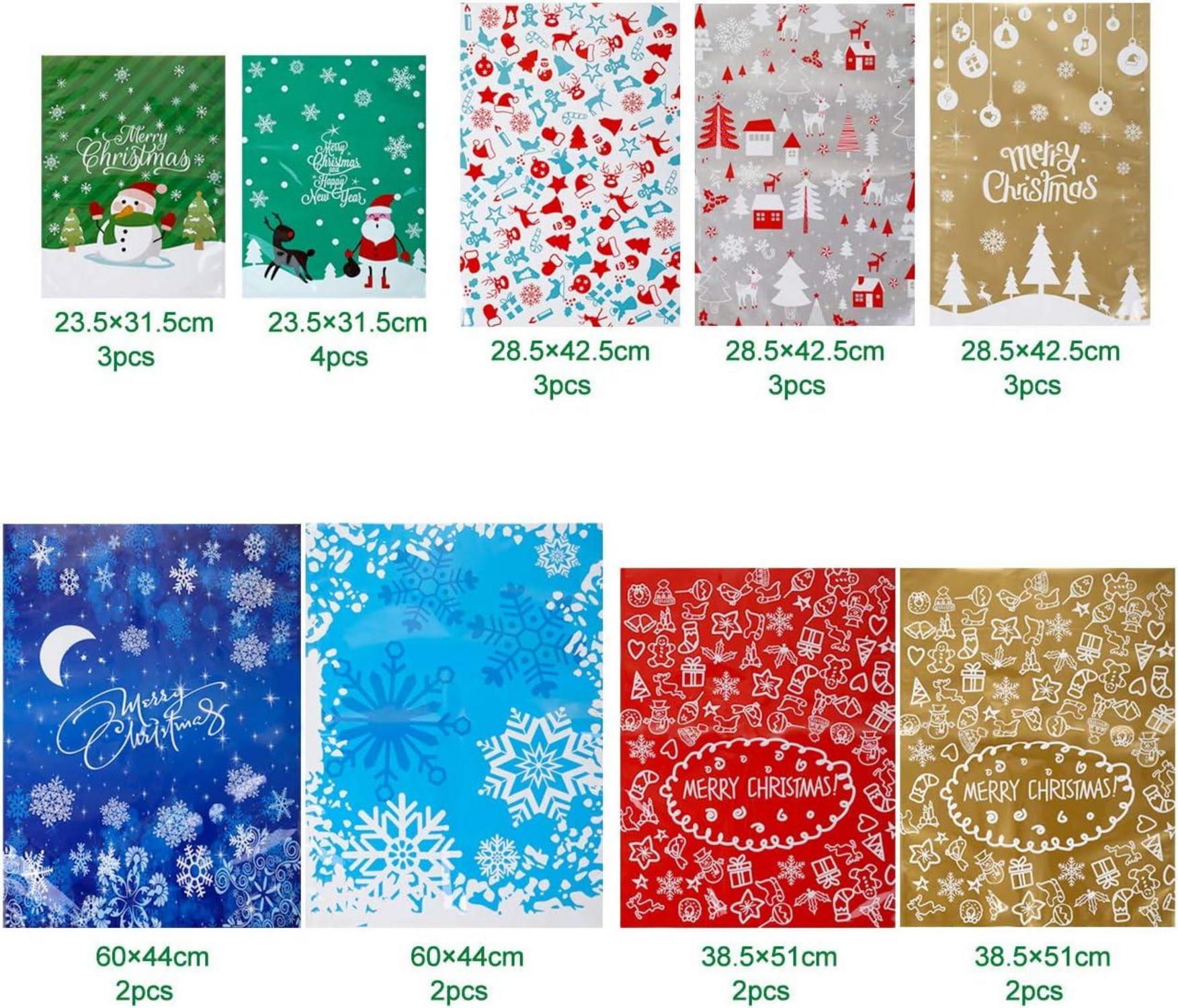 Weihnachtstüten Geschenktüten Set mit Bändern und Aufkleber