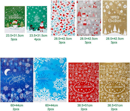 Weihnachtstüten Geschenktüten Set mit Bändern und Aufkleber