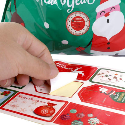 Weihnachtstüten Geschenkverpackung 24x Weihnachtliche Deko Tüten Santa Schneeflocke Weihnachtsbaum 4 Größen Ribbon Sticker