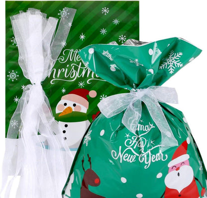24 x Weihnachtsgeschenktüten Geschenkbeutel Bänder Aufkleber verschiedene Größe