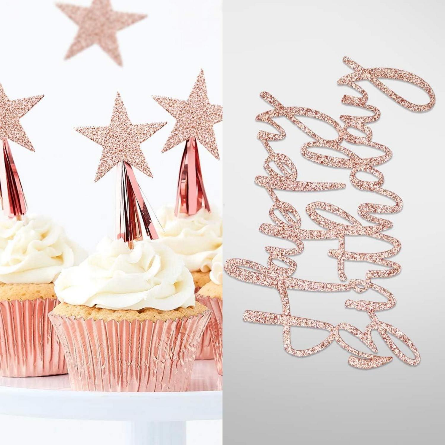 Tortendeko Rosegold Happy Birthday Cake Topper 20pcs Sternen Geburtstag