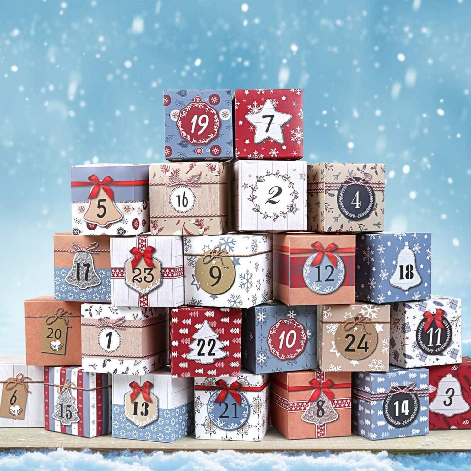 Adventskalender Box 24 Schachteln Weihnachten Deko Kästchen