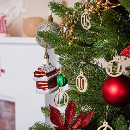 LIHAO Adventskalender Jutesäckchen 24 Stück Holz