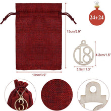 LIHAO Adventskalender Jutesäckchen 24 Stück Holz