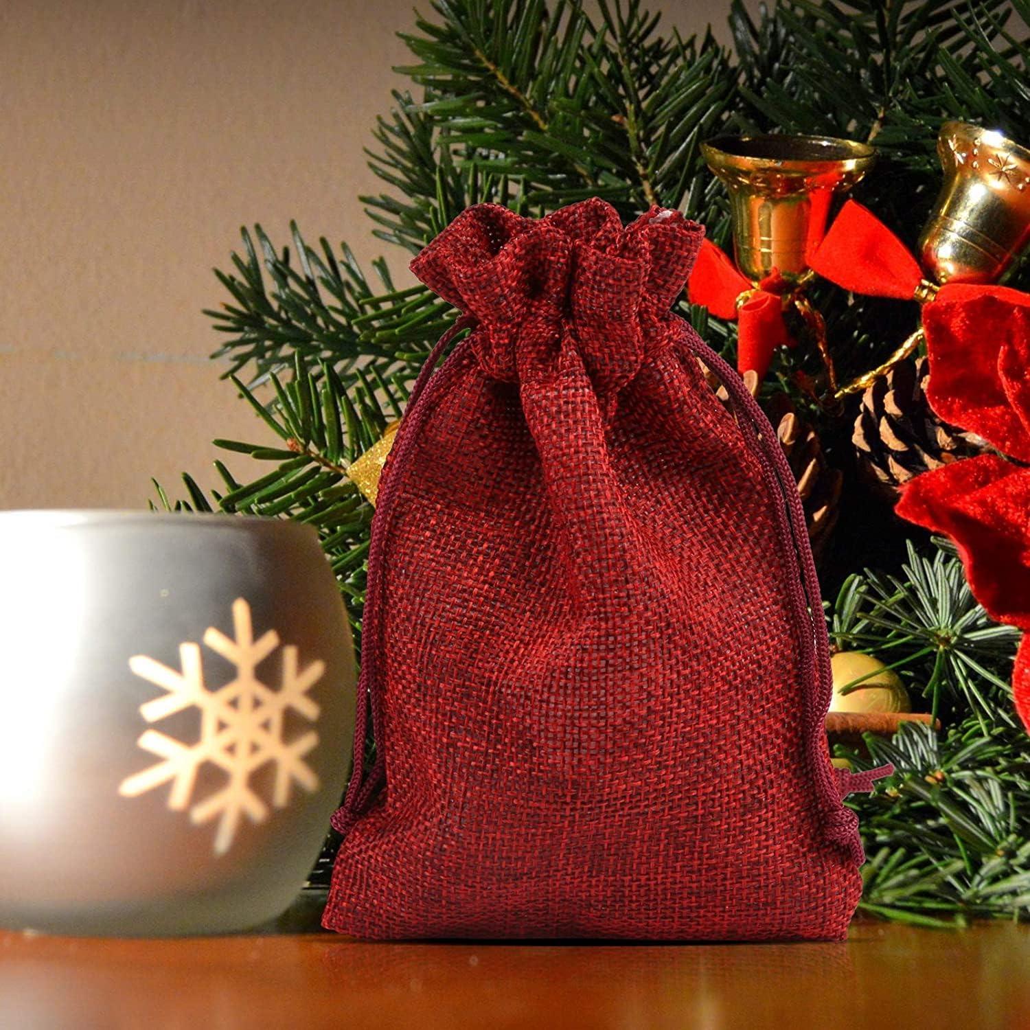 Adventskalender Jutesäckchen Rot Weihnachten 24 Stück Zahlen Holz 10x15cm