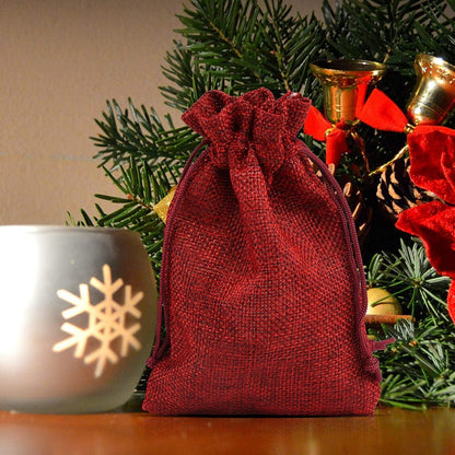 Adventskalender Jutesäckchen Rot Weihnachten 24 Stück Zahlen Holz 10x15cm