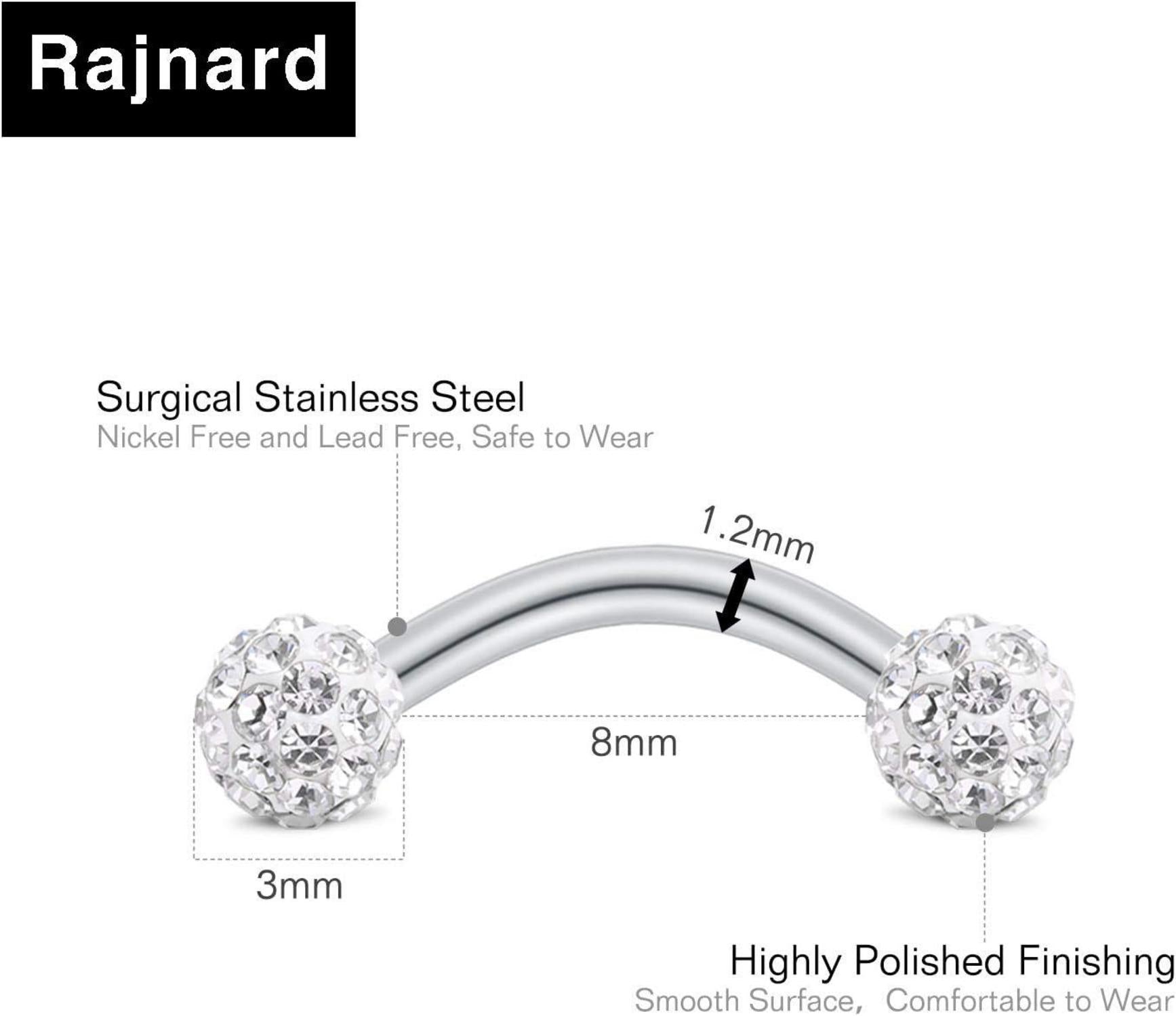 9-10 Stück Augenbrauenpiercing Rook Perle Diamant Piercing