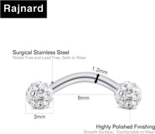 9-10 Stück Augenbrauenpiercing Rook Perle Diamant Piercing