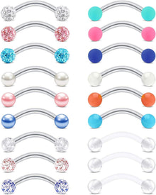 Rook Piercing Set Augenbrauenpiercing 16G Chirurgenstahl 8mm Diamant