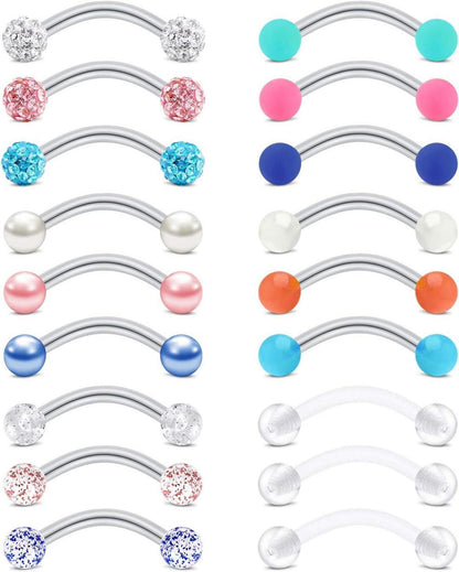 Rook Piercing Set Augenbrauenpiercing 16G Chirurgenstahl 8mm Diamant