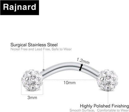 Augenbrauenpiercing Rook Piercing Ohrringe 16G 8mm Edelstahl
