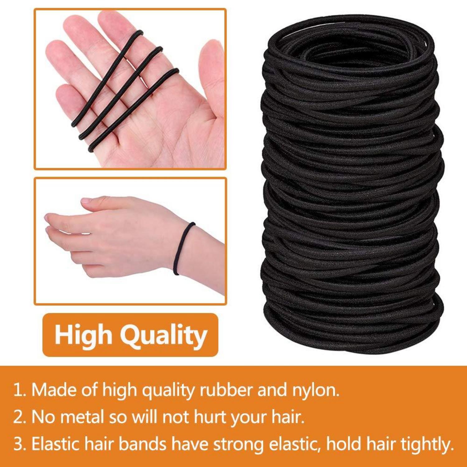 100 Schwarze Haargummis Mädchen Elastisch Ohne Metall