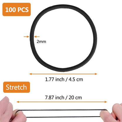100 Stück Schwarze Elastische Haargummis Mädchen Frauen Pferdeschwanzhalter