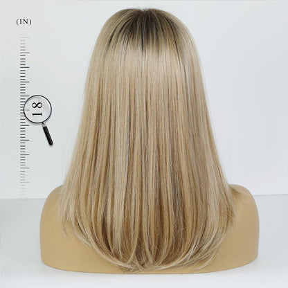 Lange Gerade Blonde Perücke mit Wurzeltextur