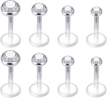 8-18Stk Klare Flexibles Acryl Lippenpiercing mit CZ 16G Opal Tragus