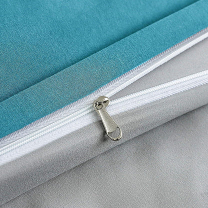 Bettwäsche Microfaser gebürstet 200x200cm Seeblau/Hellgrau