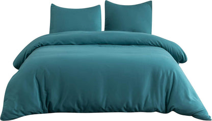 AYSW Bettwäsche 1 Bettbezug 200x200cm + 2 Kissenbezug 80x80cm Reißverschluss Seeblau/Hellgrau