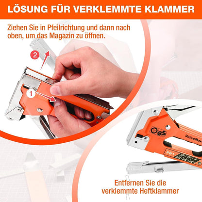 3-in-1 Handtacker Set mit 3000 Klammern - Profi Tacker Holz