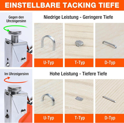 3-in-1 Handtacker Set mit 3000 Klammern leistungsstark Orange