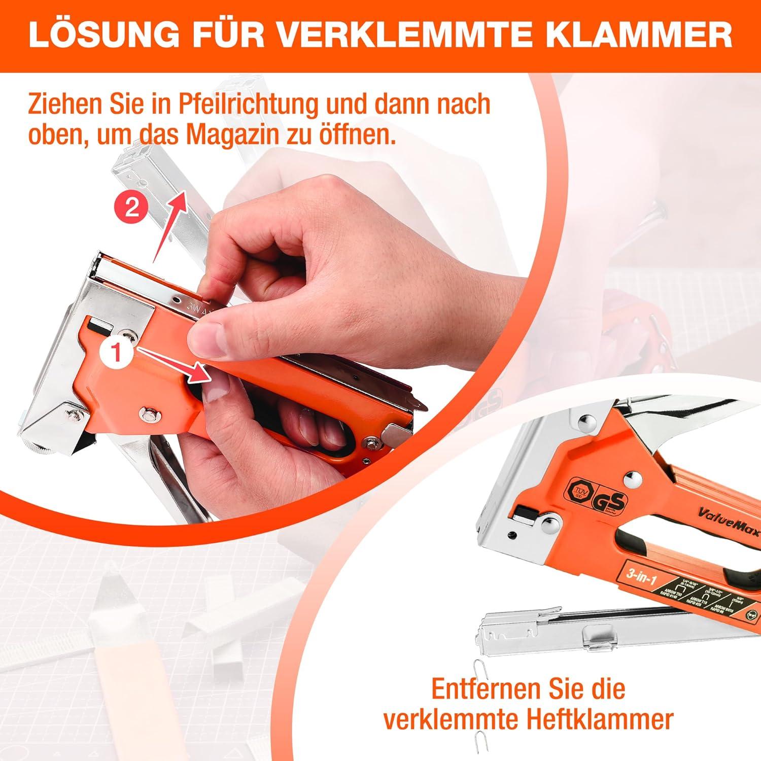 Profi Handtacker Set 3-in-1 mit Klammern, TÜV GS geprüft