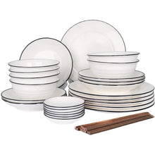 Tafelservice Porzellan 30 teilig für 6 Personen Weiß Vintage