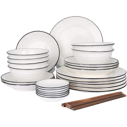 Tafelservice Porzellan 30 teilig für 6 Personen Weiß Vintage