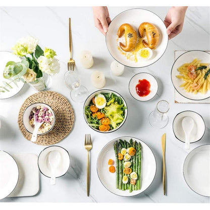 Tafelservice Porzellan 30 teilig für 6 Personen Weiß Vintage