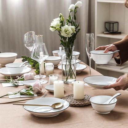 Tafelservice Porzellan 30 teilig für 6 Personen Weiß Vintage