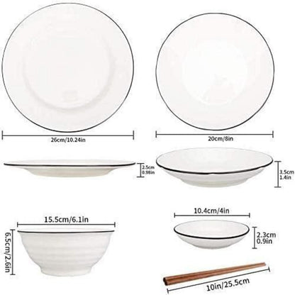 Tafelservice Porzellan 30 teilig für 6 Personen Weiß Vintage