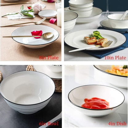 Tafelservice Porzellan 30 teilig für 6 Personen Weiß Vintage