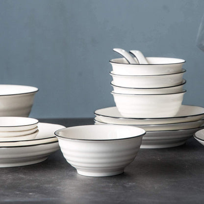 Tafelservice Porzellan 30 teilig für 6 Personen Weiß Vintage