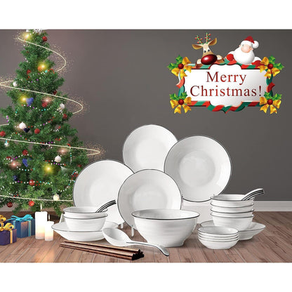 Tafelservice Porzellan 30 teilig für 6 Personen Weiß Vintage