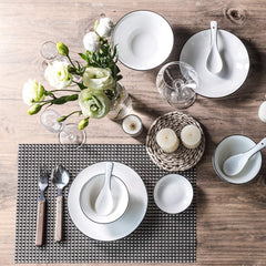 Porzellan Tafelservice 30-teilig für 6 Personen Weiß Vintage Look